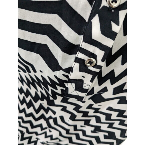 Banana Republic Top Women Sz XS Black White Blouse Geo Chiffon Artsy Chevron NEW - Picture 6 of 14